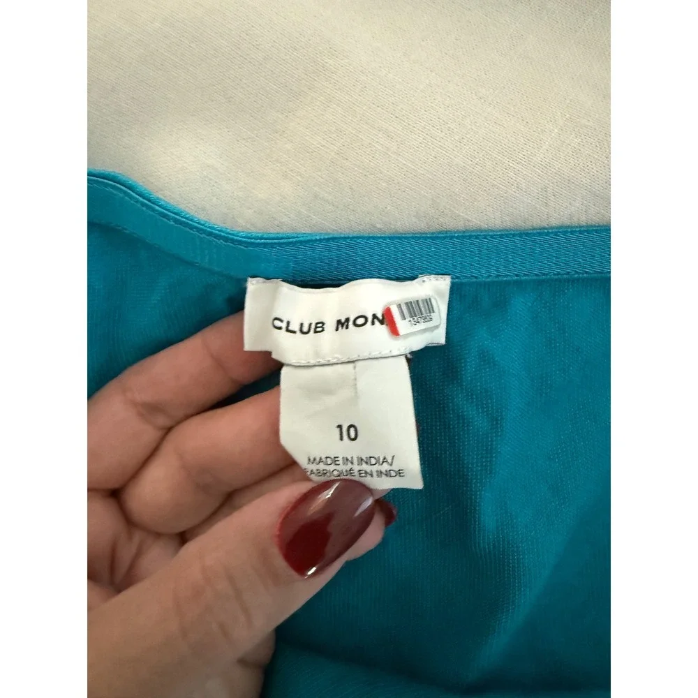 Club Monaco Teal Blue Bias Midi Skirt Mermaidcore Dopamine Linen Blend 10